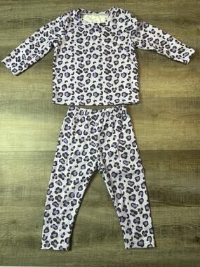 Purple Animal Print Long Sleeve Pants Pajama Set 12-18Months